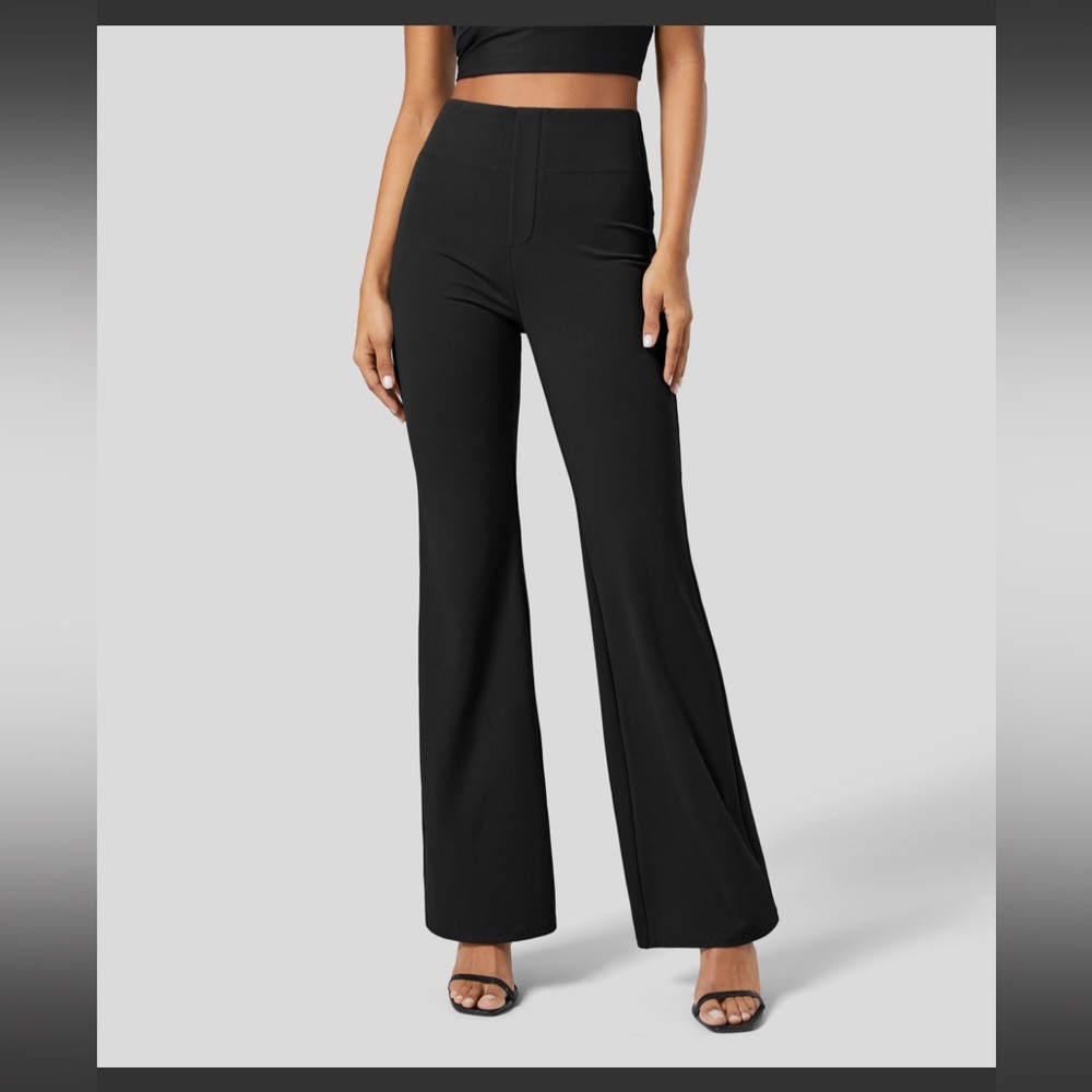 Halara Flex high waisted Black side pocket slight Flare work pants